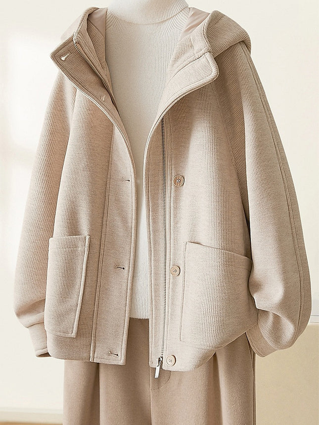 Corduroy Thickened Brushed Short Coat Women's 2024 Winter Korean Style Age-reducing Casual Top