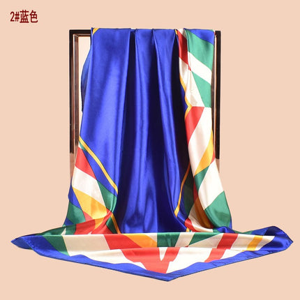 2024 New European and American Light Luxury Geometric Printed Scarf Sunscreen High-end Imitation Silk Scarf 90 Sade Large Square Scarf Batch