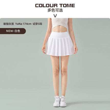 Spring and Summer New Dopamine Yoga Short Skirt Anti-running Fake Two-piece Tennis Skirt Quick-drying Fitness Sports Skirt Pleated Skirt