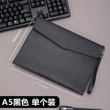 Magnetic suction leather file bag large capacity business meeting file bag waterproof office information storage book custom logo