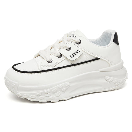 Women's Casual Shoes Ins Versatile Single Shoes Thick-Soled Height-Increasing Shoes Tire-Soled Women's Shoes Comfortable Non-Tiring White Shoes