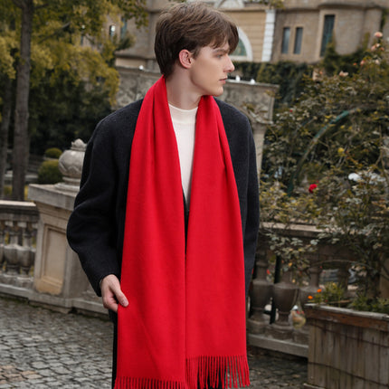 Men's Wool Scarf, Women's Winter Warm Cashmere Scarf, Autumn and Winter Korean Style Versatile Solid Color Scarf Wholesale