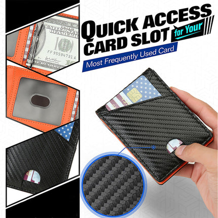 Amazon ultra-fiber leather gold clip wallet foreign trade carbon fiber wallet men's wallet wallet business wallet