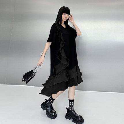 French Gentle Style Elegant Organza Fungus Dress for Women Summer New Fashion Style Loose T-Shirt Dress