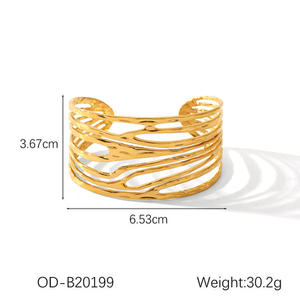 Europe and the United States cross-border stainless steel 18K gold bracelet high sense geometric irregular linear hollow opening titanium steel bracelet