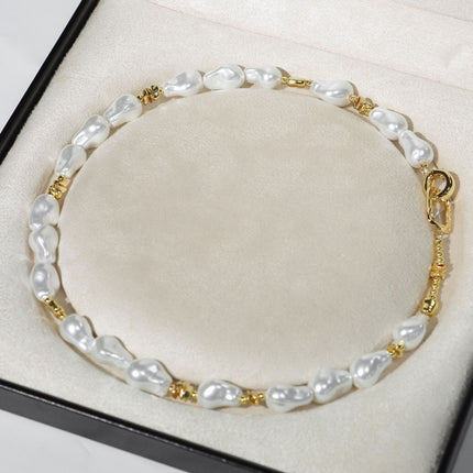 Aliexpress French Retro Special-Shaped Baroque Pearl Necklace Pearl Earrings Accessible Luxury High-End Pearl Bracelet for Women