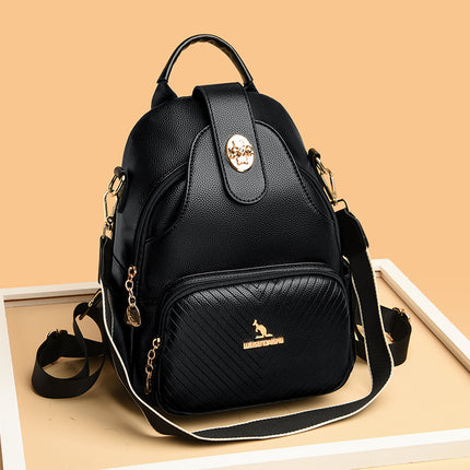 Cross-border Wholesale Soft Leather Backpack Women's New Fashion All-match Multi-function Backpack All-match Backpack