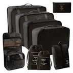 Black [nine-piece set including hook bag with drawstring pocket]