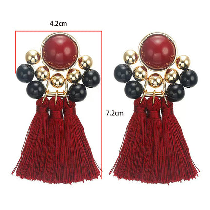 European and American New Round Pendant Earrings, Feminine Fashion, Geometric Tassel Earrings, Niche Light Luxury Earrings and Accessories