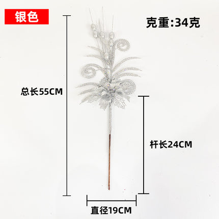 Cross-border sheep Christmas tree corner hollow gold pink flower berry insert simulation beauty leaf Christmas ball gold pink flower ornament