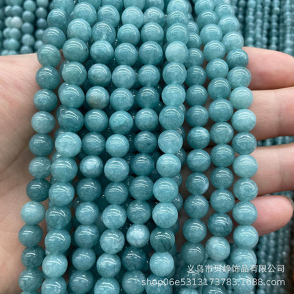 Wholesale high quality chalcedony aquamarine jasper aquatic grass jade loose beads semi-finished jewelry accessories DIY bracelet with beads