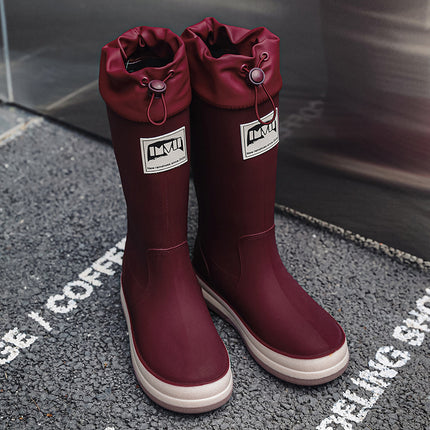 Korean fashion couple waterproof rain shoes non-slip outdoor camping rubber shoes all-match cotton warm water shoes Taobao cross-border
