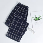 Sapphire blue large plaid 0584 pajama pants / 5xl (260kg -300kg)