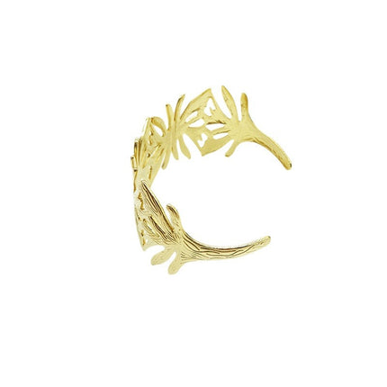 2024 New Cross-border Explosions Branch 18K Stainless Steel Open Bracelet Women's Flower Leaves Trendy Bracelet