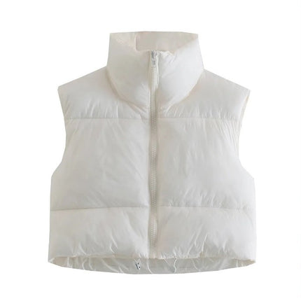 2023 New European and American Style Women's Light Down Cotton Vest Winter Collar Thickened Warm Short Vest
