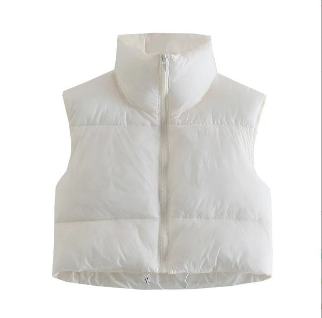 2023 New European and American Style Women's Light Down Cotton Vest Winter Collar Thickened Warm Short Vest