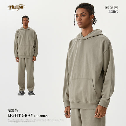TILANI Men's 2025 Heavy Terry Sweater Pants American Style Trendy Brand Solid Color Trendy Men's suit Hoodie Straight Pants