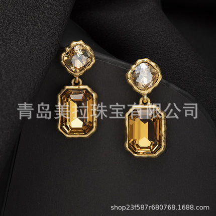 Oscardelarenta new crystal sugar vintage earrings niche design geometric simple fashion high sense