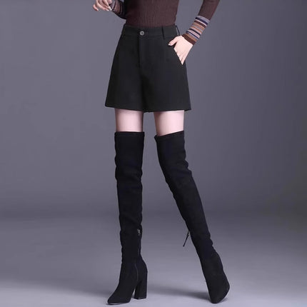 Suit Shorts Women's Spring and Autumn 2025 New Outer Wear High Waist Woolen Pants plus size chubby girl Casual Shorts Explosion Slim