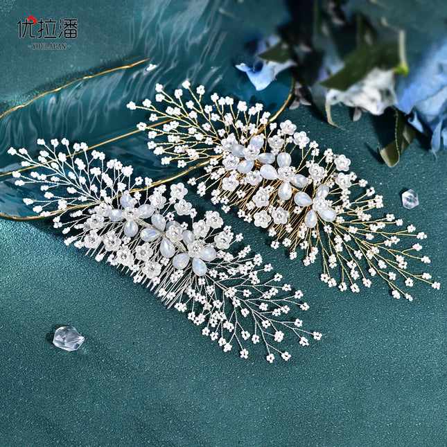 Youlapan Bridal Jewelry Protein Rhinestone Hair Comb Birthday Wedding Updo Handmade Beaded Hair Accessory Comb Hp279