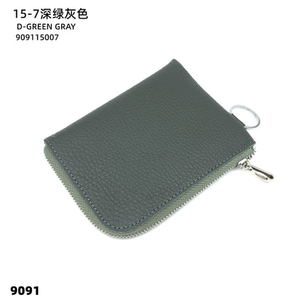 First-Layer Cowhide Zipper Coin Purse Bank Card Coin Small Leather Bag with Key Ring Mini Genuine Leather Coin Purse Wholesale