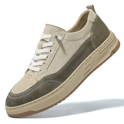 Men's shoes 2025 spring new anti-velvet pigskin board shoes tide daily genuine leather sneaker casual lace-up board shoes for men