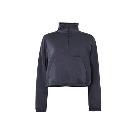Half-Zip Sweatshirt Women's Sports Top 2025 New Jacket Petite Fitness Suit Loose Short Yoga Wear