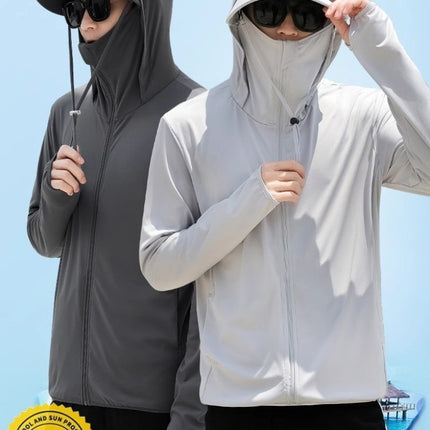 Ice Silk Breathable Thin Men's Sunscreen Clothing Fishing Sunscreen Clothing Hooded Men's Anti-UV Skin Clothing Sunshade Outdoor Men