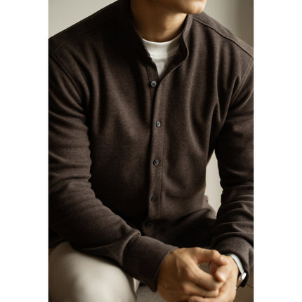 Light Mature Sanding Heat Storage Wool Long Sleeve Shirt Men's Youth Autumn and Winter New Warm Light Mature Inner Base Shirt