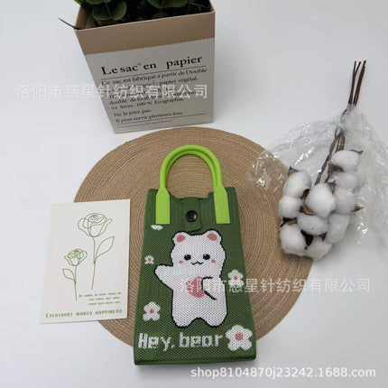 Girl's Heart-Shaped Knitted Crossbody Bag