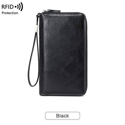 Cross-border New RFID Long Women's Wallet Retro Multi-card Zipper Wallet Simple Large Capacity Clutch