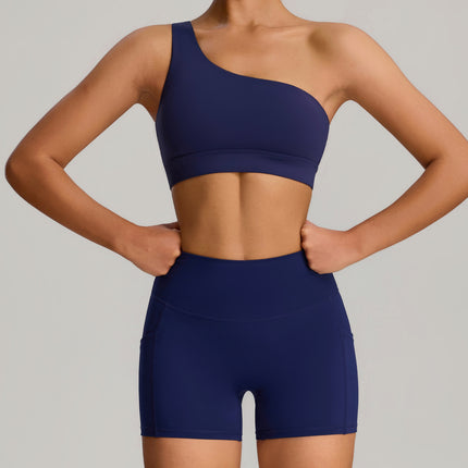 Spring and Summer 2025 New Sportswear suit Women's Oblique Shoulder Sexy Yoga Clothes suit Hot-selling Fitness Clothes in Europe and America