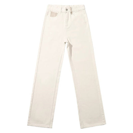 creamy-white Narrow Wide Leg Straight Jeans Women's 2024 Summer New High Waist Slimming chubby girl Drape Pants