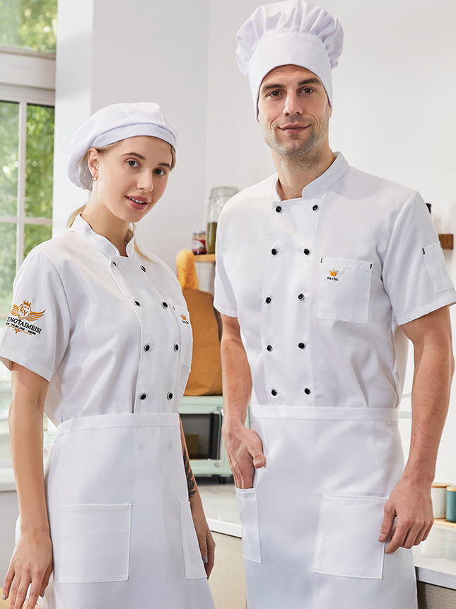 Factory wholesale chef clothing short sleeve chef overalls men and women summer catering teahouse hotel kitchen tooling long sleeve