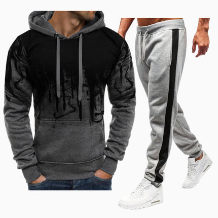 Spring and Autumn New Men's European and American Cross-border Casual Printed Sweater Long Sleeve Hoodie Hoodie Sweatshirt Jacket suit