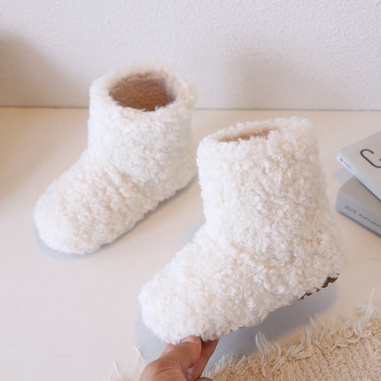 Cross-Border Customized Dropshipping Loop Velvet Girls' Boots 2025 Winter Korean Style Sleeve Shoes Baby Fur Boots Soft Sole Non-Slip