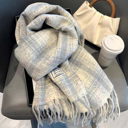 Atmospheric Imitation Cashmere Plaid Scarf for Women in Winter Thickened Warm Scarf for Students Versatile Scarf Live Broadcast Hot Cross-Border