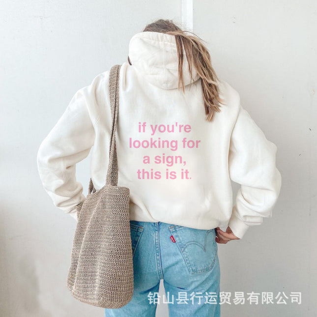 Foreign Trade New Product Letter Pattern Retro Printed Top Pullover Loose Hooded Printed Sweatshirt