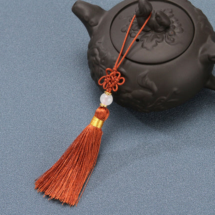 Tassel Spike Chinese Knot Mini Pendant Nylon Jade Line Vertical Ice Silk Constant DIY Sachet Folding Fan Hanging
