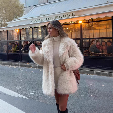 Imitation Fox Fur Grass Coat Imitation Fox Fur Lazy Style Paris Women's Fashion Fur Coat