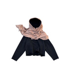 J28 black camel headscarf-towel sweatshirt / S