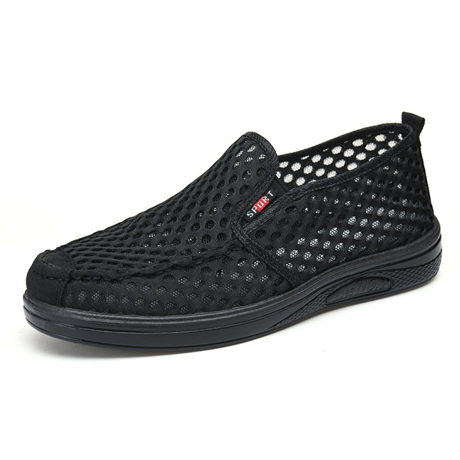 Summer New Style Old Beijing Big-Eye Mesh Dad Shoes Non-Slip Casual Fashion Urban Uncle Walking Cloth Mesh Men's Shoes