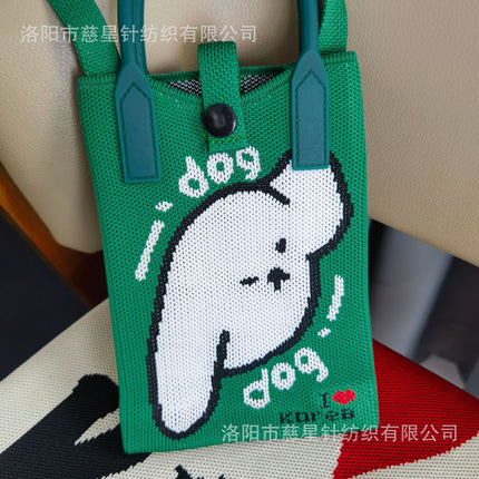 Girl's Heart-Shaped Knitted Crossbody Bag