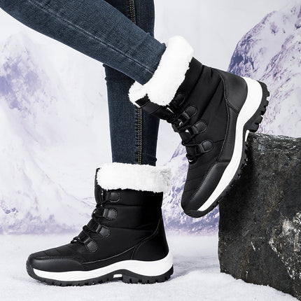 2025 Cross-Border New Winter Velvet Thickeneded Warm and Wear-Resistant Outdoor Hiking Shoes Snow Boots Women's Shoes High-Top Cotton Shoes