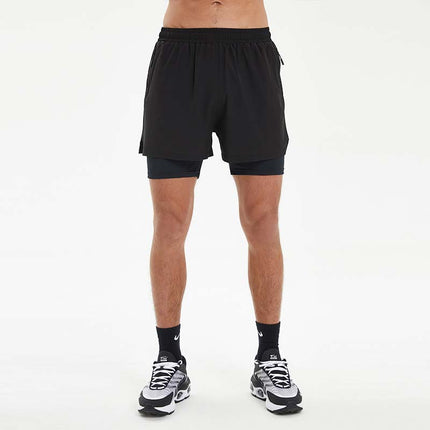Summer Men's Sports Double-Layer Shorts Running Fitness High Elasticity Fast Dry Group Running Professional Marathon Three-Minute Pants Spot
