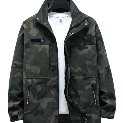 Work Clothes suit Men's Spring and Autumn Wear-Resistant Workwear Labor Suit Elastic Camouflage Suit Thickened Auto Repair Training Suit Outdoor