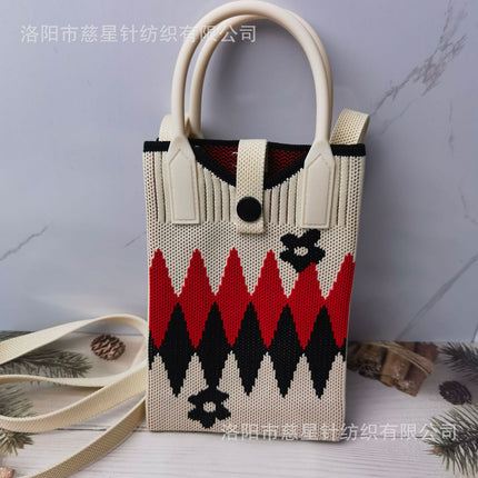 Girl's Heart-Shaped Knitted Crossbody Bag