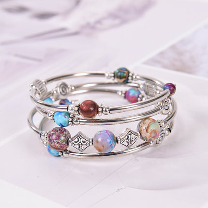 2026 New European and American Fashion Imperial Stone Wrap Bracelet for Women, Layered Multi-Wrap Natural Stone Bracelet Wholesale