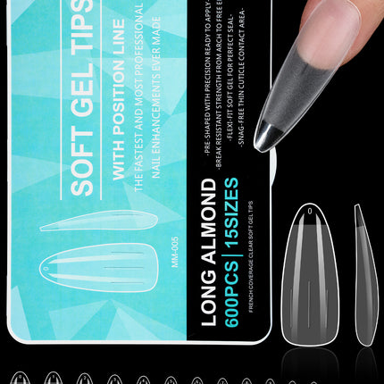 Cross-border grinding-free ultra-thin nail art half frosted seamless false finger nail patch soft gel tips 600p