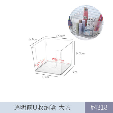 Flip Desktop Storage Box Acrylic Cosmetic Snacks Transparent Basket Skin Care Mask Dormitory Sundries Storage Rack